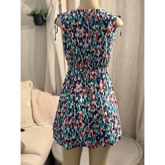 XXI Colorful Abstract Mini Dress S | Y2K Coquette Summer Skater Sundress Cute - Picture 6 of 9